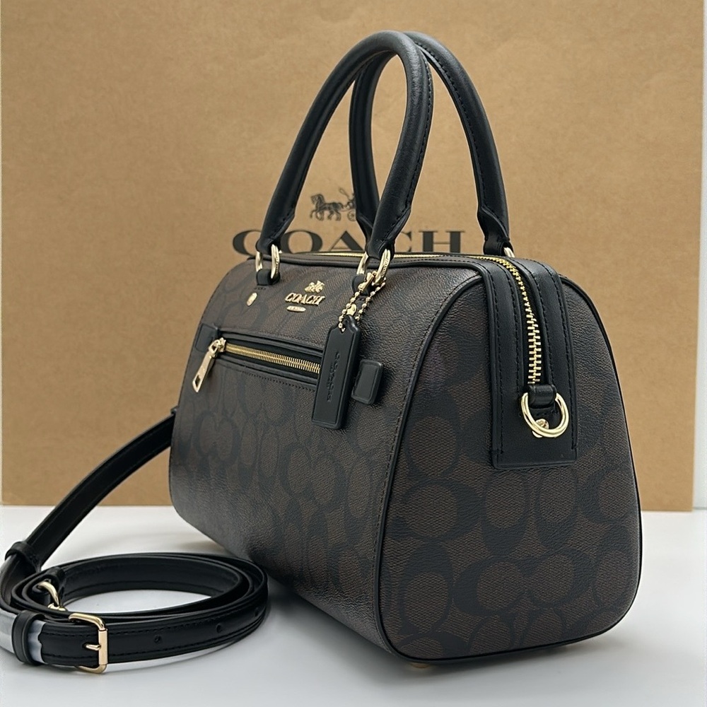Coach Charcoal Satchel with Gold Accents - Picture 7 of 15